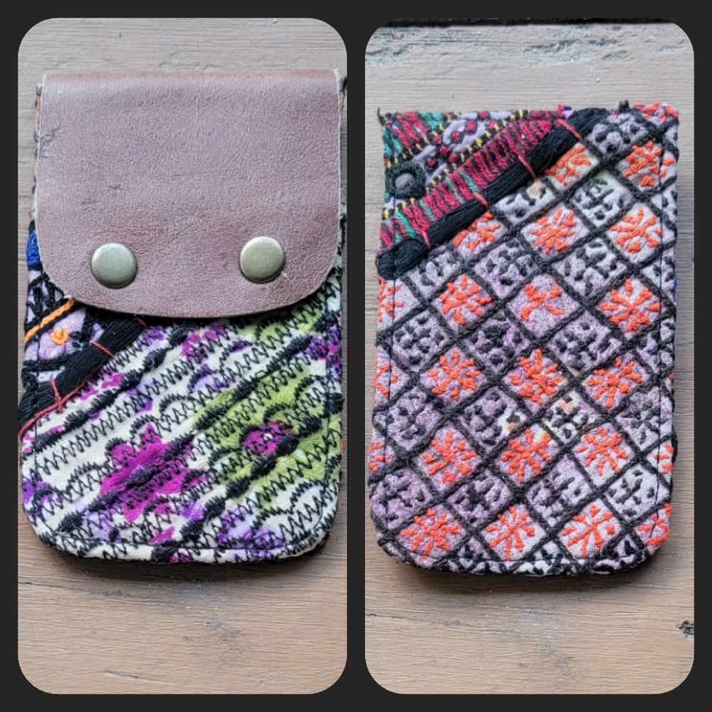 🕺🥂 Free People Boho Embroidered Repurposed vtg banjara hippie Wallet card case
